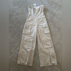NWT White Cargo Jumpsuit